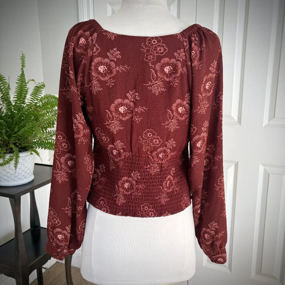 Madewell Preston Puff Sleeve Bouse in Letterpress Floral, S